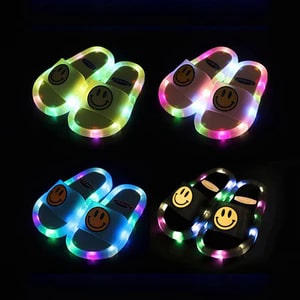 Smile LED light kids soft base slipper