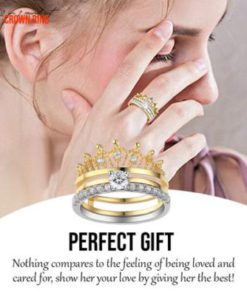 925 Sterling Silver 2 in 1 Round Cut Crown Sound Ring