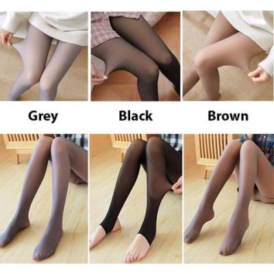 Skin Toned Translucent Warm Fleece Pantyhose