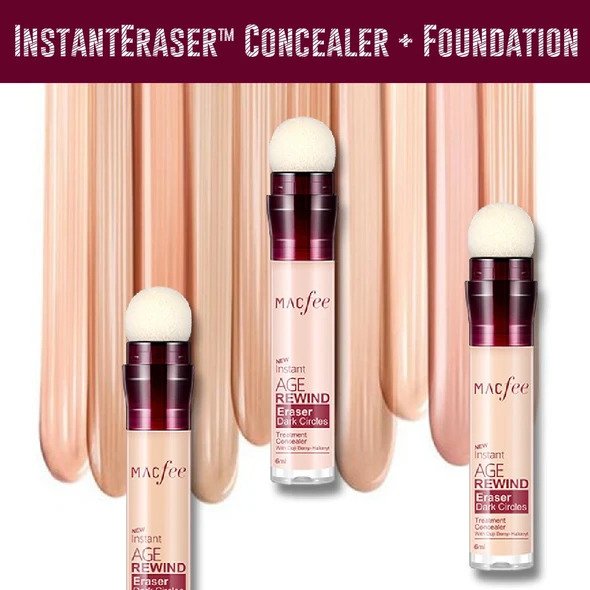InstantEraser Concealer + Foundation with Applicator Sponge Molooco