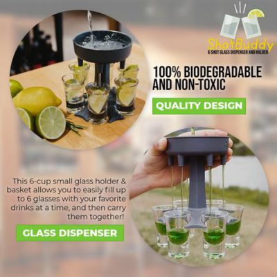 ShotBuddy 6 Shot Glass Dispenser and Holder