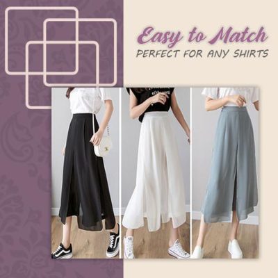 Ice Silk Chiffon Wide-Leg Pants