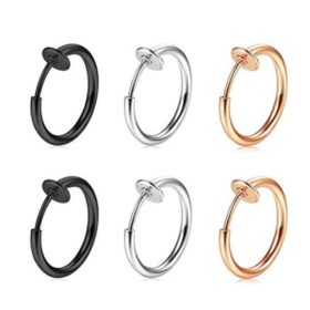 Non-Piercing Septum Hoop,No piercing,Stainless Steel Retractable Hoop