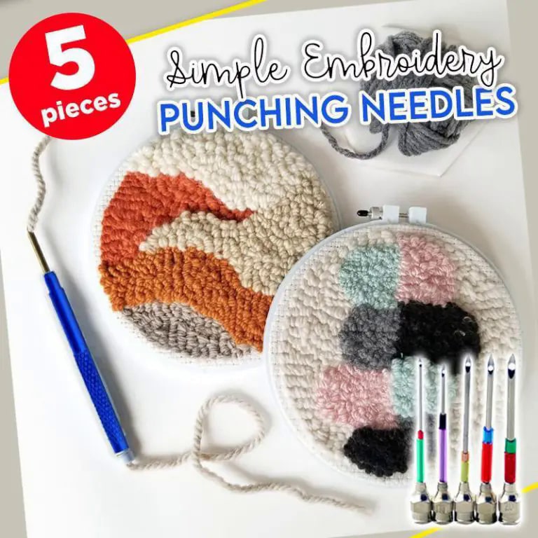 Simple embroidery punching needles 5pcs  online molooco shop Simple embroidery punching needles 5pcs  online molooco shop