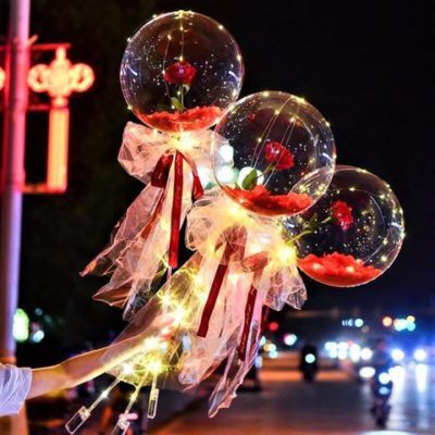 Led Balloon Rose Bouquet,rose balloon,rose in balloon,balloon roses bouquet,balloon with rose inside