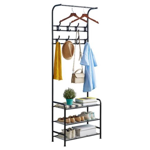 Multifunction 3 Tier Coat Rack Floor Standing Wardrobe MOLOOCO