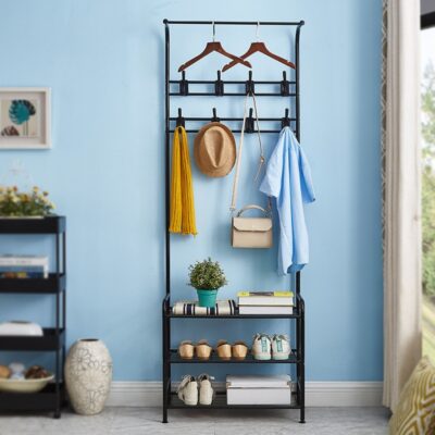 Coat Rack,Home Furniture,Multifunction 3 Tier Coat Rack Floor Standing Wardrobe