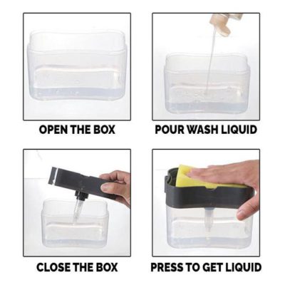 Soap And Sponge Holder,soap pump dispenser,kitchen cleaning,Cleaning Sponge,Easy Soap Pump & Sponge Holder