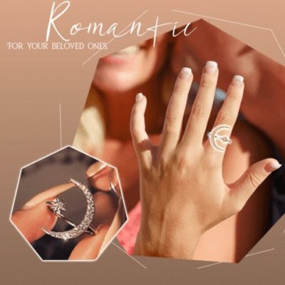 Crescent Moon Starry Ring,Crescent Moon Ring,Moon Starry Ring,Starry Ring,Moon Ring