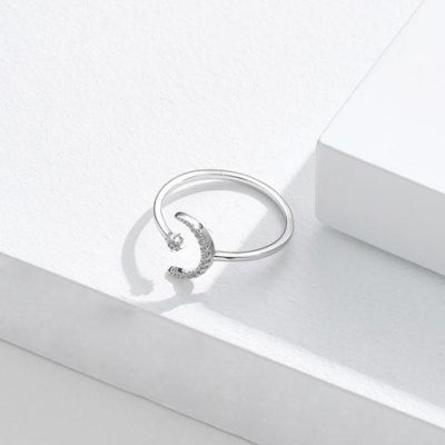Crescent Moon Starry Ring,Crescent Moon Ring,Moon Starry Ring,Starry Ring,Moon Ring