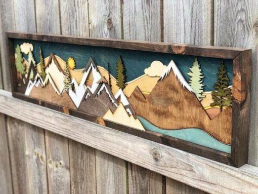Wood Mountain Wall Art, Wood Mountain, Wall Art, Mountain Wall