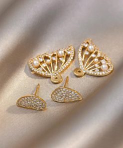 Butterfly Earrings,Pearls And Diamonds,Butterfly Earrings With Pearls And Diamonds
