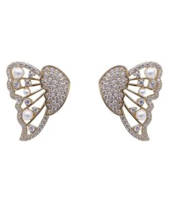 Butterfly Earrings,Pearls And Diamonds,Butterfly Earrings With Pearls And Diamonds