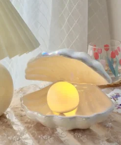 Pearl Night Light,Ceramic Shell Lamp,Night Light,Pearl Night,Lamp Pearl
