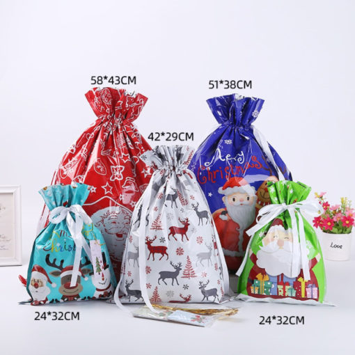 Коледни подаръчни чанти с връзки, подаръчни торби с връзки, пакет с подаръчни чанти, подаръчни чанти, пакети с чанти
