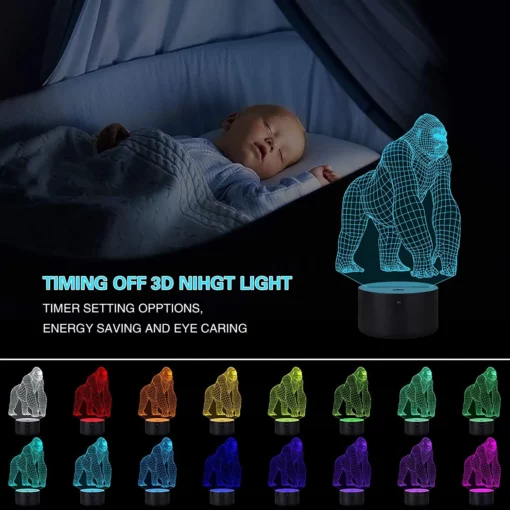 Lampada Gorilla, LED Illusion 3D