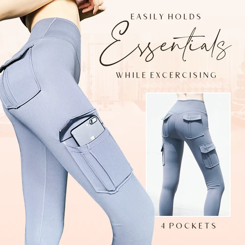 Multi Pockets Stretchy Yoga Pants, Stretchy Yoga Pants, Yoga Pants