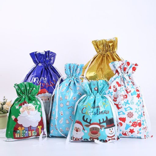 Kalėdinis raištelių dovanų krepšys, raištelių dovanų krepšys, dovanų maišelio pakuotė, dovanų maišelis, maišelio pakuotė