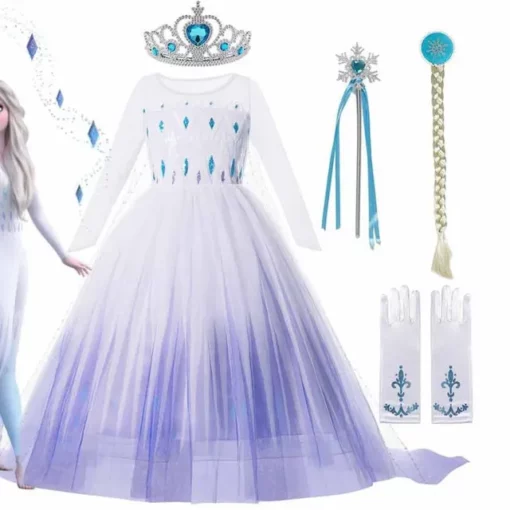 Костим за кралица за деца, принцеза Елса, замрзната принцеза Елса, костим за деца