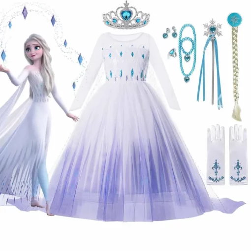 Queen Kostüm fir Kanner, Prinzessin Elsa, Frozen Prinzessin Elsa, Kostüm fir Kanner