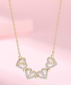 Clover Necklace,Leaf Clover Necklace,Four-Leaf Clover Necklace,Hollow Four-Leaf Clover Necklace