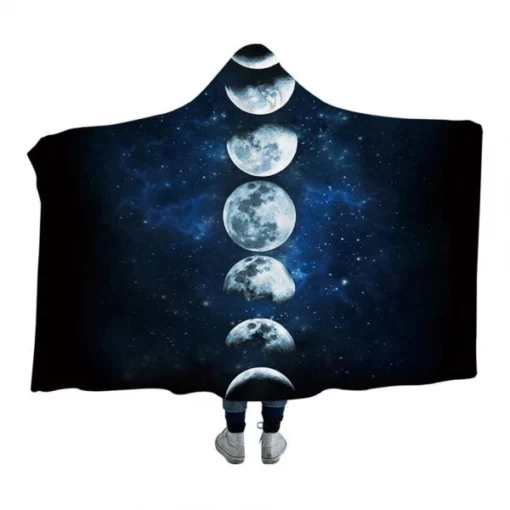 Mėnulio fazių megztinis, Hoodie antklodė, Mėnulio fazės, Mėnulio fazės Hoodie antklodė