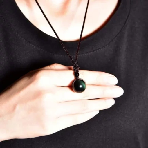 Necklace Obsidian, Crystal Do bhoireannaich