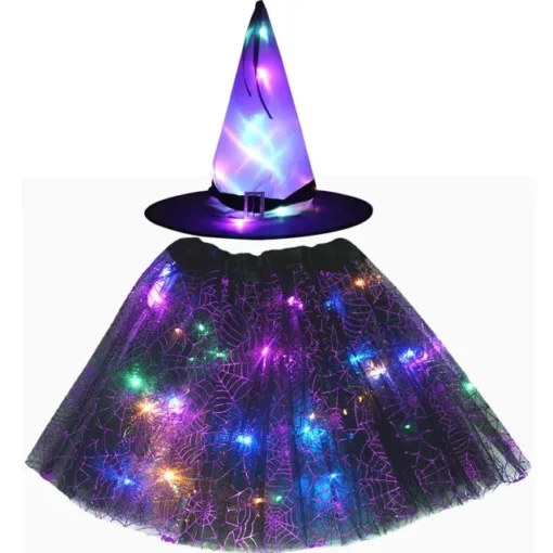 Light Up Cadı Kostümü, Çocuklar LED Işık, Cadı Kostümü, Cadılar Bayramı Kostümü