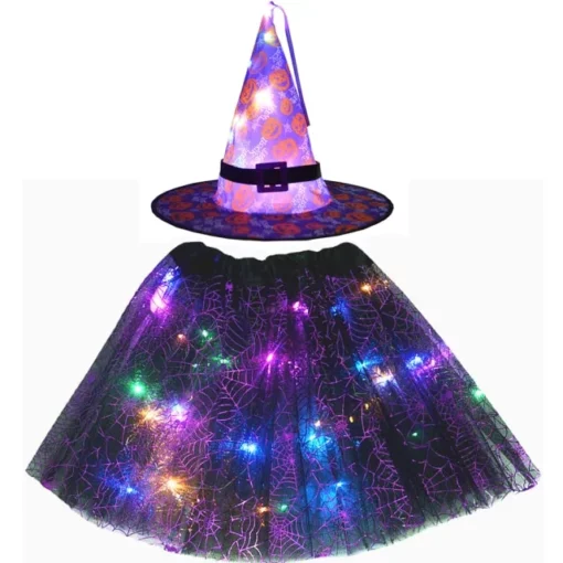 Leuchtendes Hexenkostüm, Kinder LED-Licht, Hexenkostüm, Kostüm für Halloween