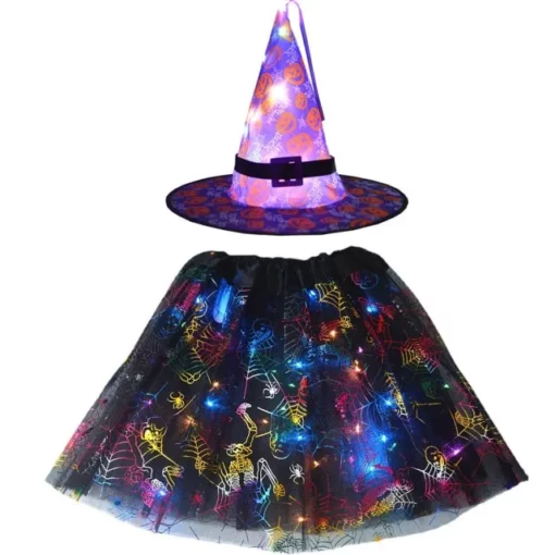 Light Up Witch Costume, អំពូល LED សំរាប់ក្មេងៗ, សំលៀកបំពាក់មេធ្មប់, សំលៀកបំពាក់សំរាប់បុណ្យ Halloween