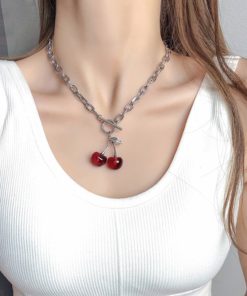 Cherry Pendant,Pendant Necklace,Dainty Cherry Pendant Necklace