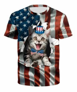 Cat american flag,Kneeling Soldier