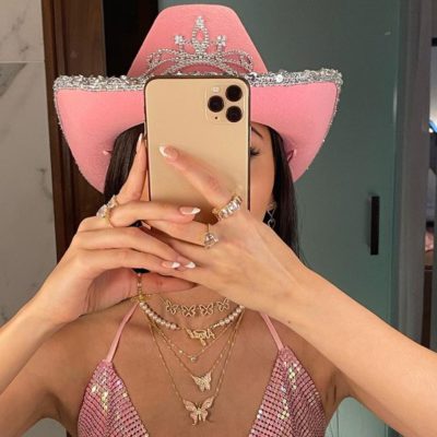 Pink Cowgirl Hat,Cowgirl Hat,Fancy Rhinestone Pink Cowgirl Hat