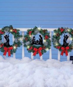 Lighted Nativity Scene Christmas Wreath,Christmas Wreath,Lighted Nativity Scene,Lighted Nativity