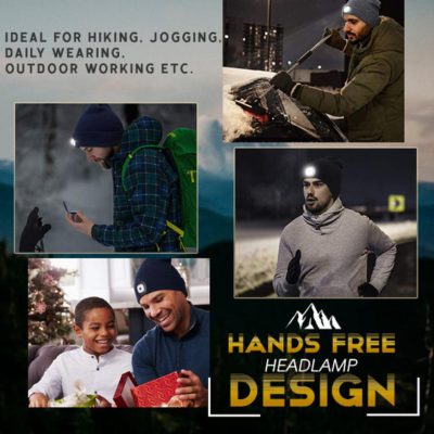 Headlamp Beanie,Rechargeable Winter Headlamp Beanie