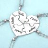 heart puzzle necklace,engraved heart,engraved heart puzzle necklace set