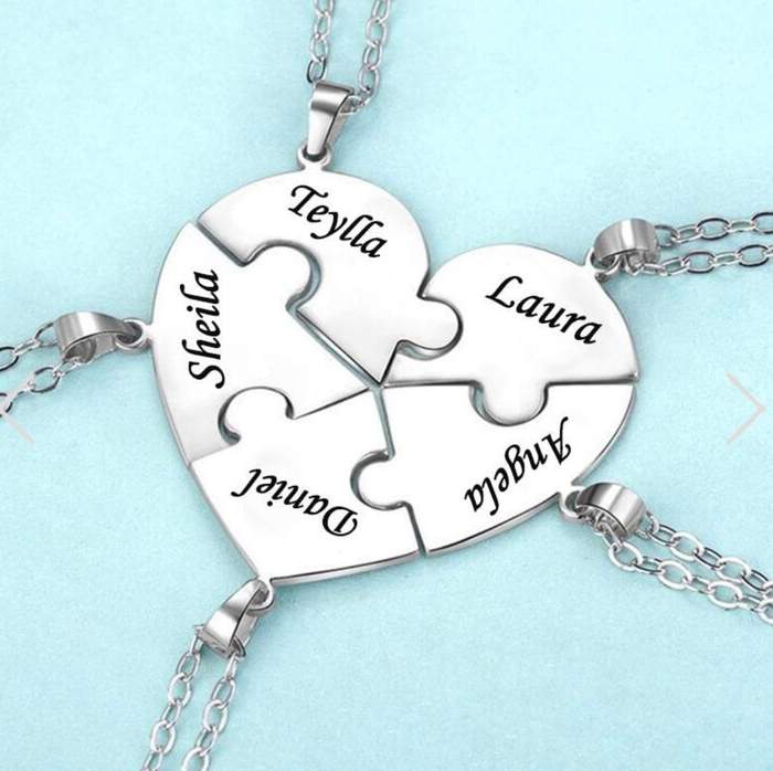 Engraved Heart Puzzle Necklace Set Best Price MOLOOCO 2021