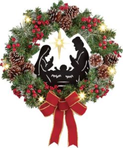 Lighted Nativity Scene Christmas Wreath,Christmas Wreath,Lighted Nativity Scene,Lighted Nativity