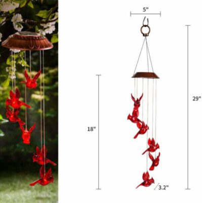 Cardinal Wind Chime,Wind Chime Light,Chime Light,Solar Cardinal Wind Chime Light