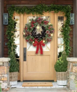 Lighted Nativity Scene Christmas Wreath,Christmas Wreath,Lighted Nativity Scene,Lighted Nativity