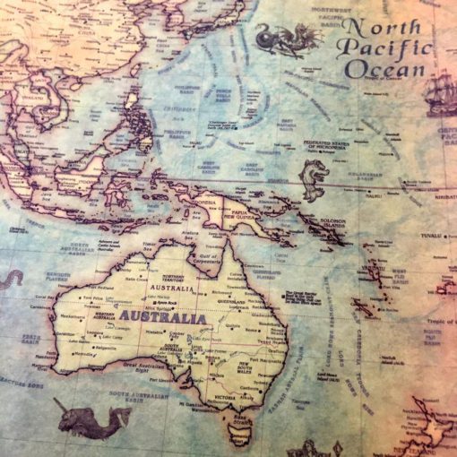 Morska mapa świata, plakat z mapą świata, plakat z mapą, Vintage nautyczny, plakat z mapą żeglarską w stylu vintage
