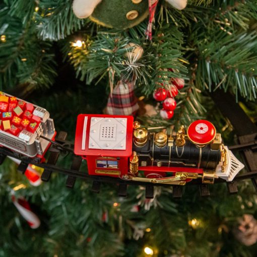 Karácsonyfa játék, játékvonat készlet, fajáték