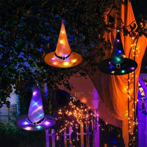Luzes de chapéu de bruxa de Halloween, luzes de chapéu de bruxa, luzes de chapéu