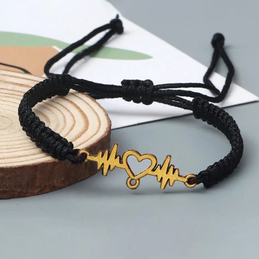 Herzschlag-Armband,Paar-Herzschlag-Armband,Herzform,Paar-Herzschlag-Armband mit einem herzförmigen Charm