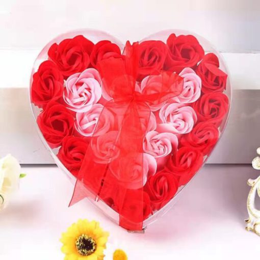 Soap Rose, Rose Heart, 24 Soap Rose Heart Gift Box