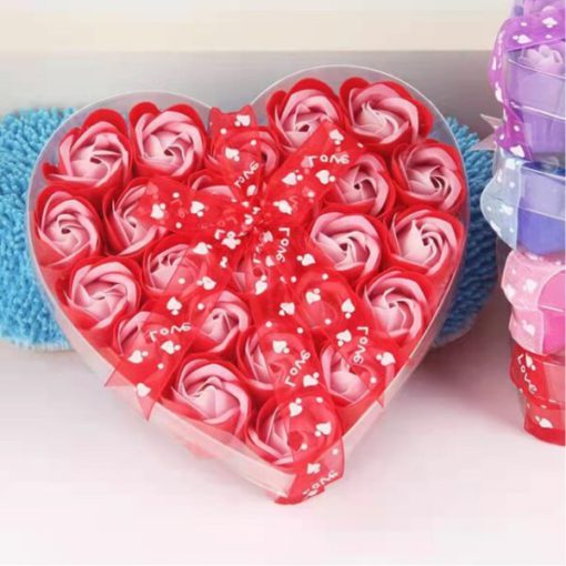 Soap Rose, Rose Heart, 24 Soap Rose Heart Gift Box