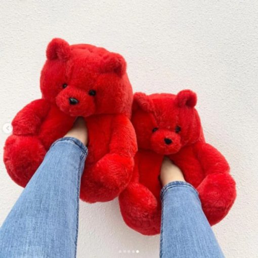 舒适泰迪熊，泰迪熊毛绒拖鞋，毛绒拖鞋