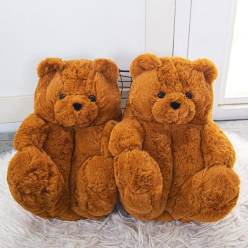 Konfòtab Teddy Bear, Teddy Bear Plush pantouf, Plush pantouf