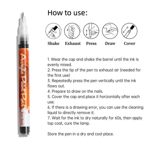 Felt Pen,Ultra Thin Curve Manicure Felt Pen