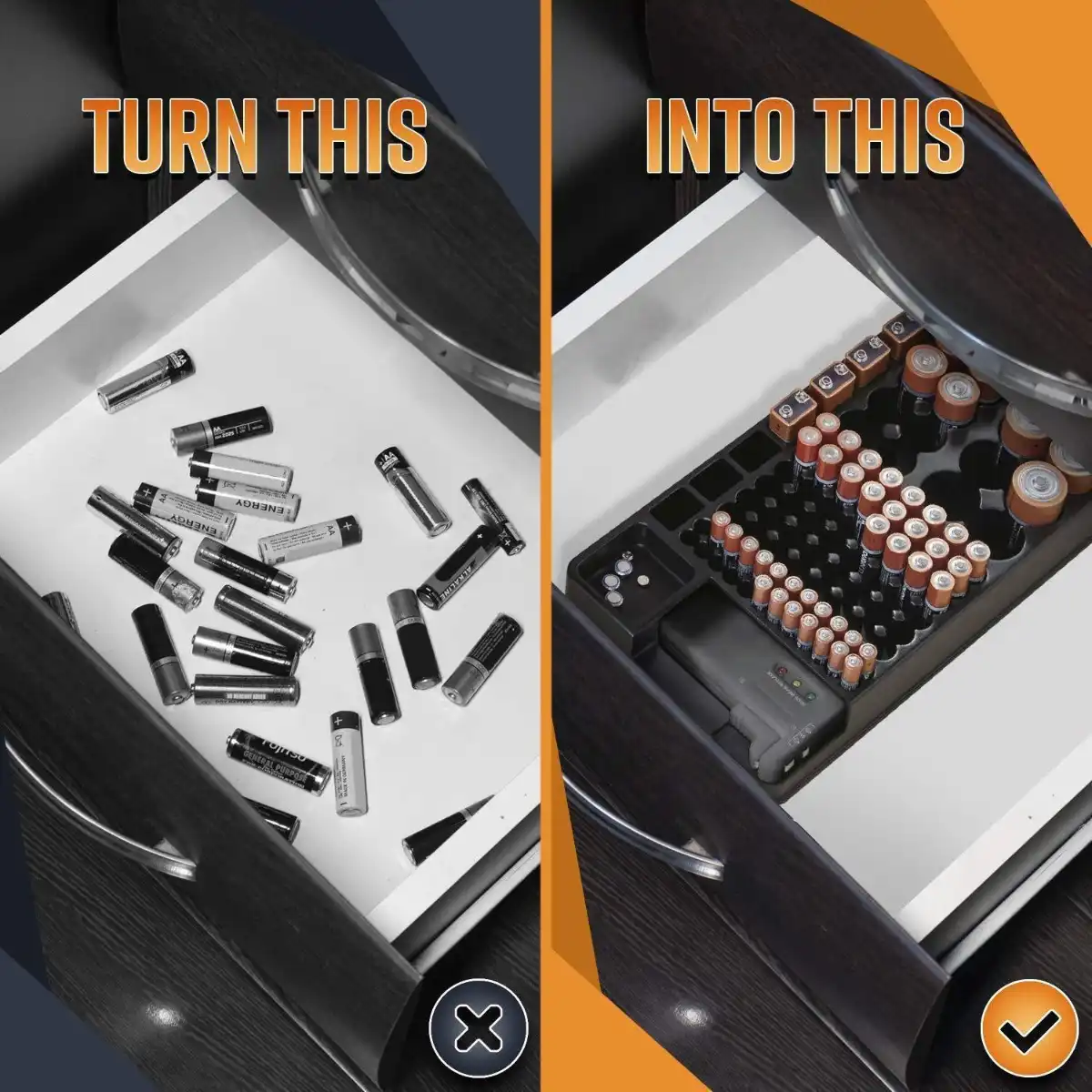 Battery Storage Organizer with Tester,Battery Storage Organizer